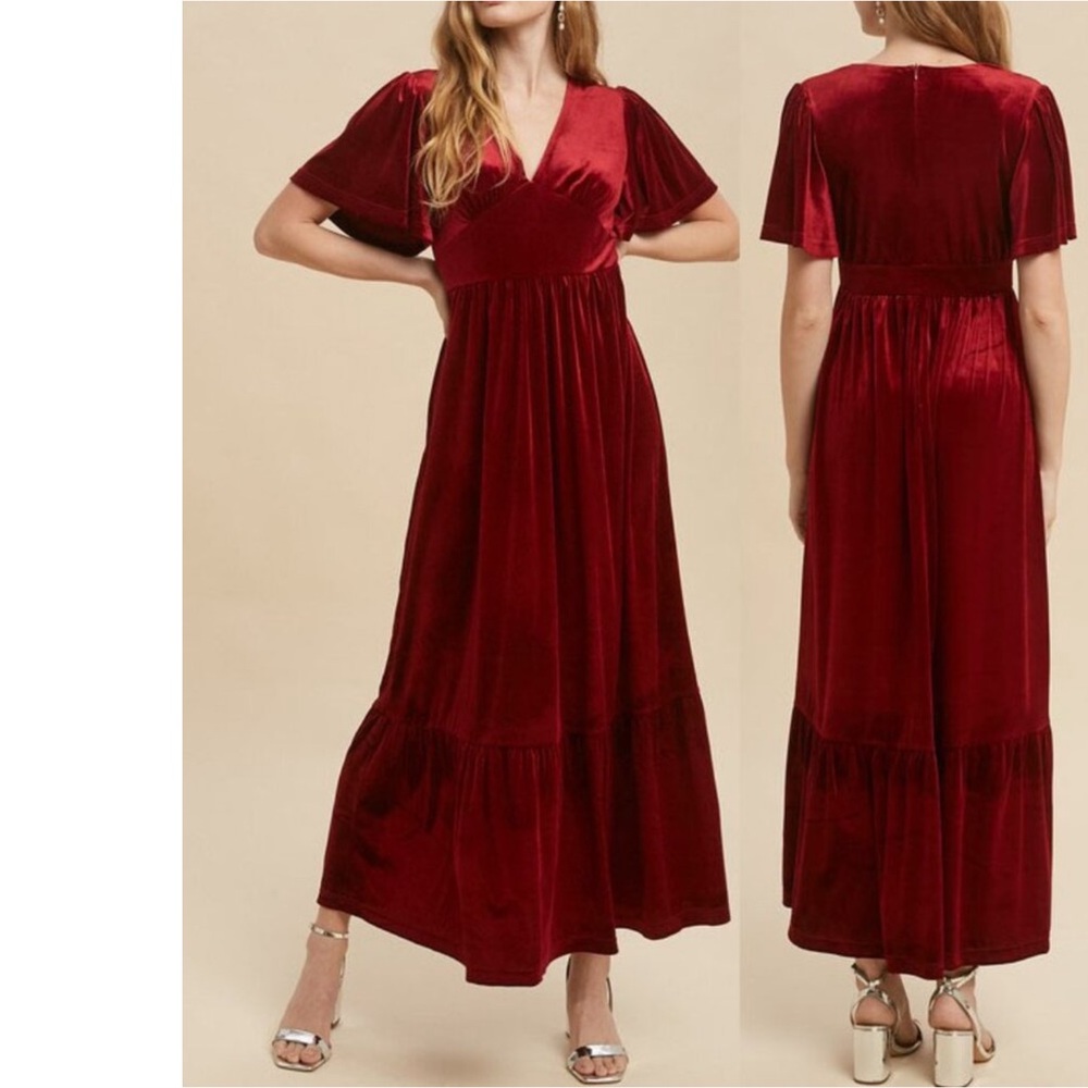 In loom new red velvet dress size small maxi coctail wedding party